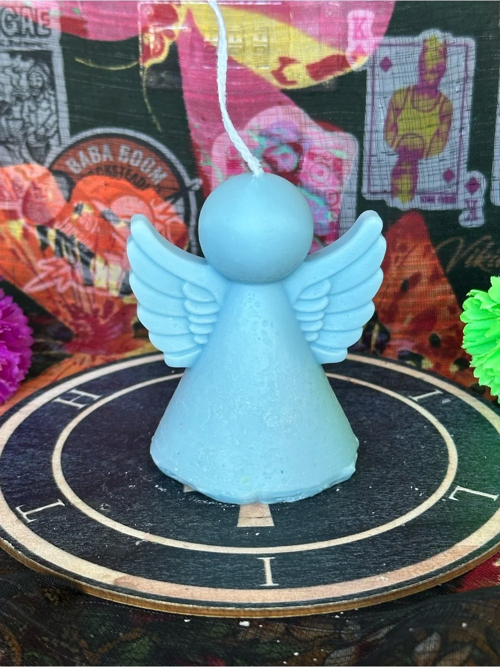 Handmade Blue Angel Candle – Winged Guardian Figure